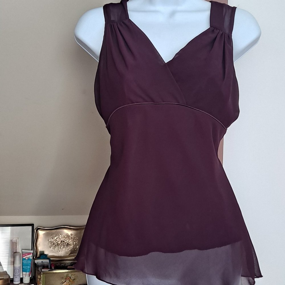 Vintage Y2K Early 2000's Era Burgundy Chiffon Charlotte Russe Empire Waist Top S